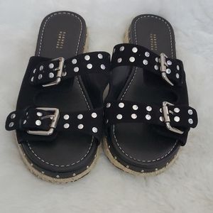 Barneys NewYork embellished tweed sandals (NWOT)